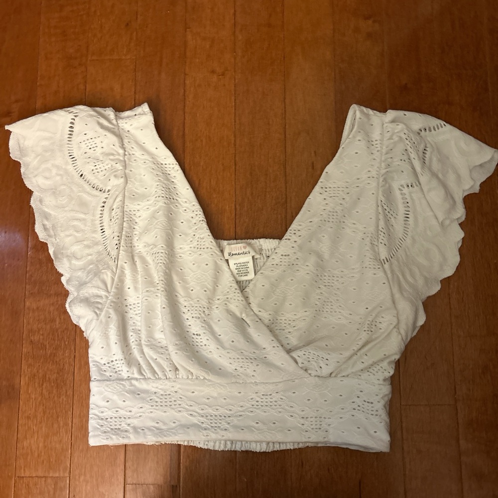 URBAN Romantics Cream Eyelet Wrap Blouse